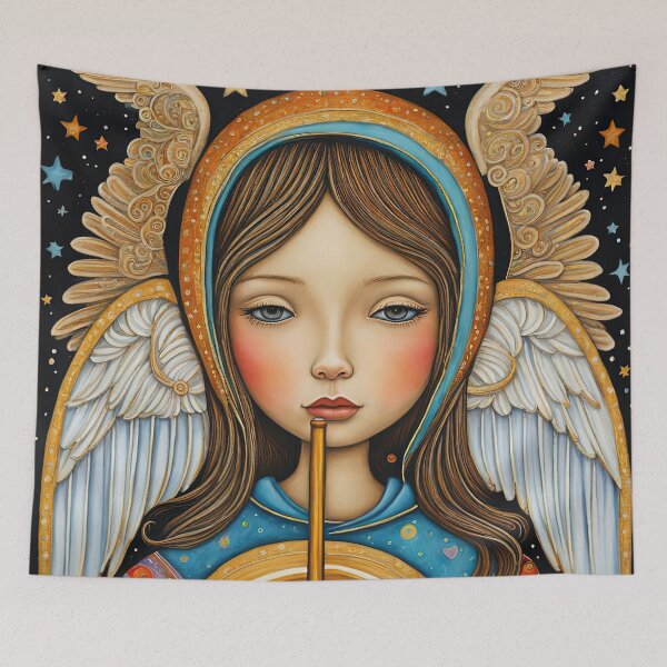 Item preview, Angel with wings wearing a hoodie Playing a Flute designed and sold by Colin Bentham.