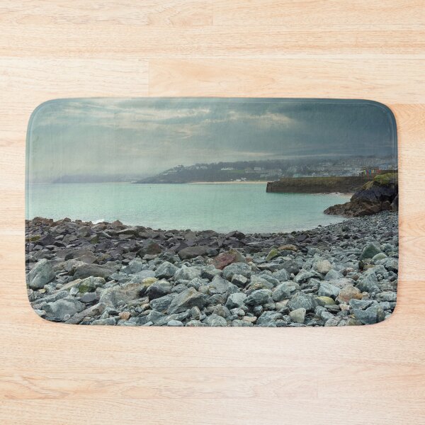 Item preview, St Ives Harbour Beach, Cornwall - Moody Cloudy Day Coastal Photography designed and sold by leonwoods.