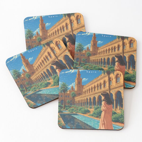 Item preview, Anime Girl Gazing at Alcazar of Seville in Soft Pastel Hues designed and sold by JacksoonLester.