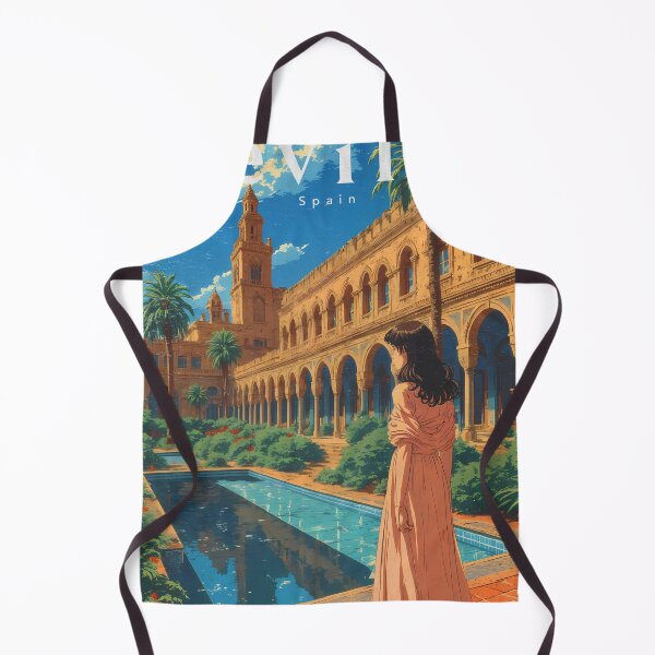 Item preview, Anime Girl Gazing at Alcazar of Seville in Soft Pastel Hues designed and sold by JacksoonLester.