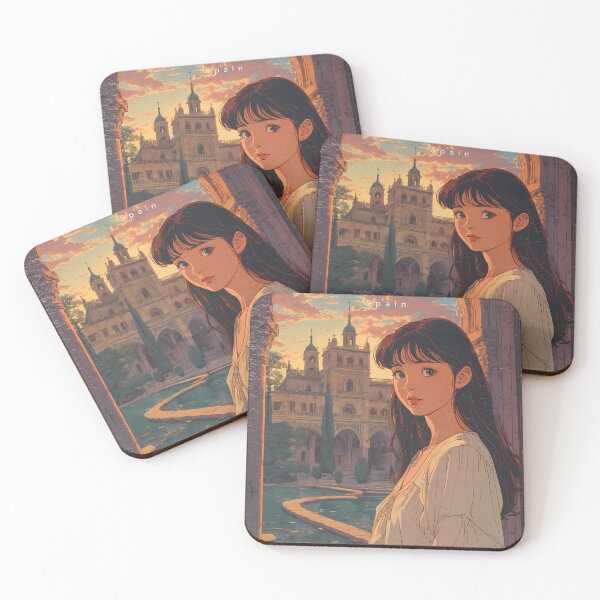 Item preview, Anime Girl Walking Through Seville Streets Near Alcazar in Pastel Style designed and sold by JacksoonLester.