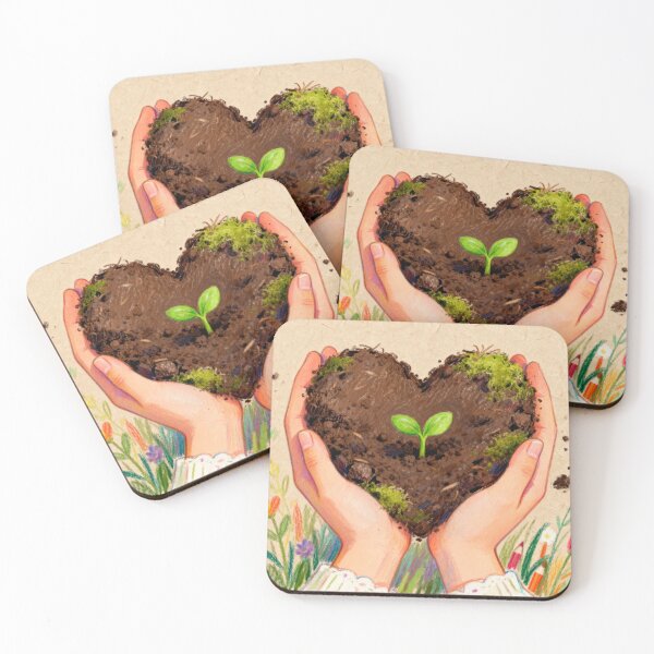 Item preview, Gentle Growth - Hand-Drawn Heart Seedling Pastel Art designed and sold by HappySproutArt.