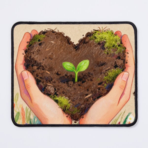 Item preview, Gentle Growth - Hand-Drawn Heart Seedling Pastel Art designed and sold by HappySproutArt.