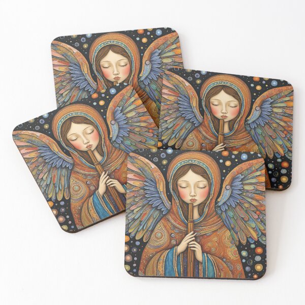 Item preview, Angel with wings wearing a hoodie Playing a Flute designed and sold by Colin Bentham.