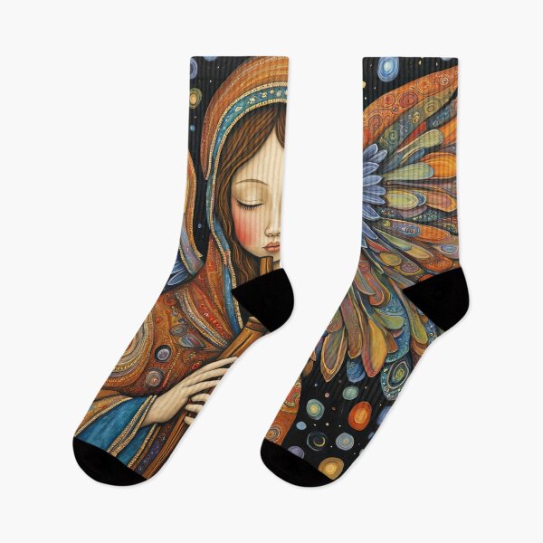 Item preview, Angel with wings wearing a hoodie Playing a Flute designed and sold by Colin Bentham.