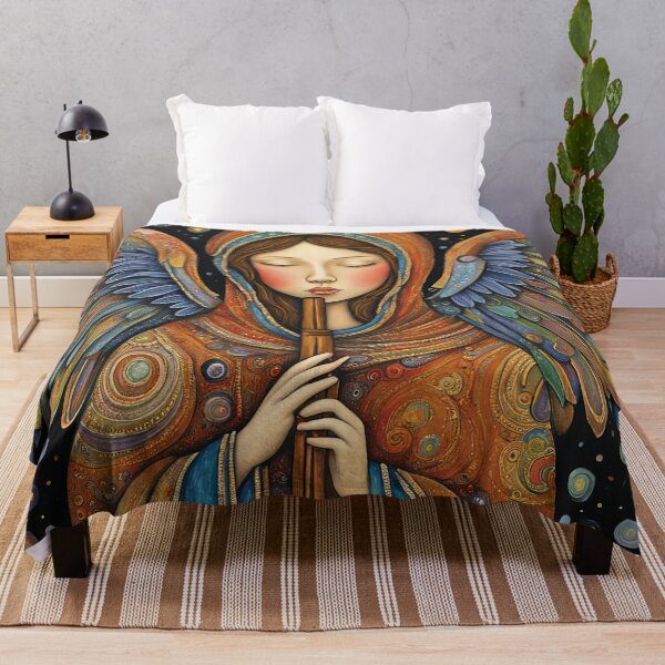 Item preview, Angel with wings wearing a hoodie Playing a Flute designed and sold by Colin Bentham.