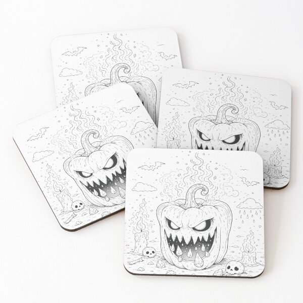Item preview, Angry Demon Pepper – Spooky Halloween Veggie Monster (Cute Creepy Line Art) designed and sold by ComedyInkFactor.