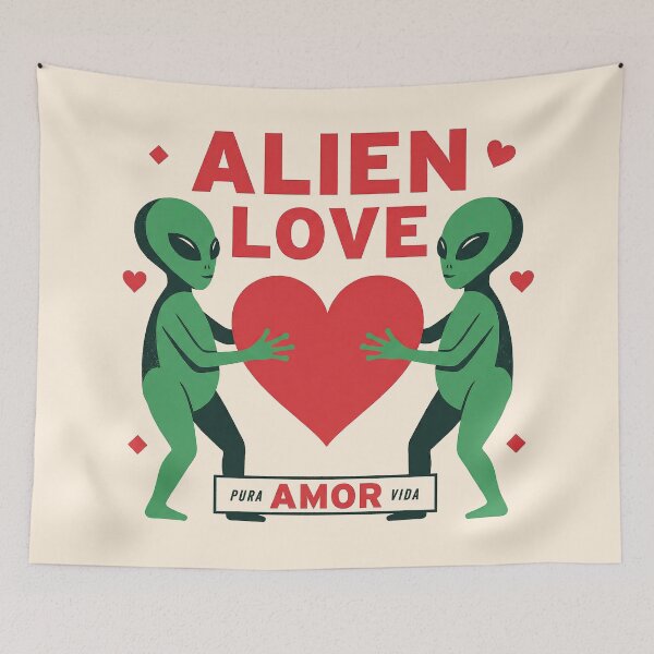 Item preview, Alien Love Pura Vida Green Extraterrestrial Heart designed and sold by zzz888.