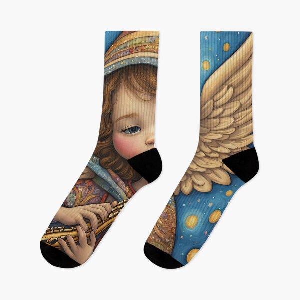 Item preview, Angel with wings wearing a hoodie Playing a Flute designed and sold by Colin Bentham.
