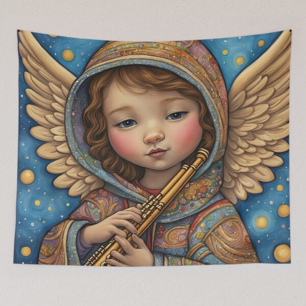 Item preview, Angel with wings wearing a hoodie Playing a Flute designed and sold by Colin Bentham.