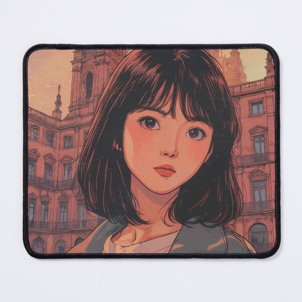 Item preview,  Anime Girl Walking Across Plaza Mayor in Pastel Style designed and sold by JacksoonLester.