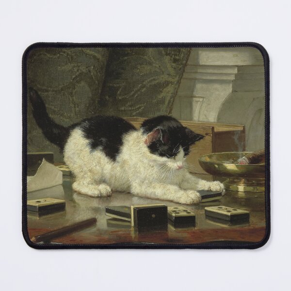 Item preview, Vintage Cat Playing Dominoes Painting: Feline Wall Art designed and sold by SavageVision.