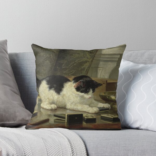 Item preview, Vintage Cat Playing Dominoes Painting: Feline Wall Art designed and sold by SavageVision.