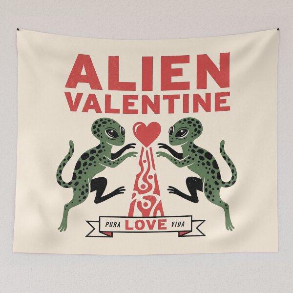 Item preview, Alien Valentine Pura Love Vida Vintage Sci-Fi Art designed and sold by zzz888.