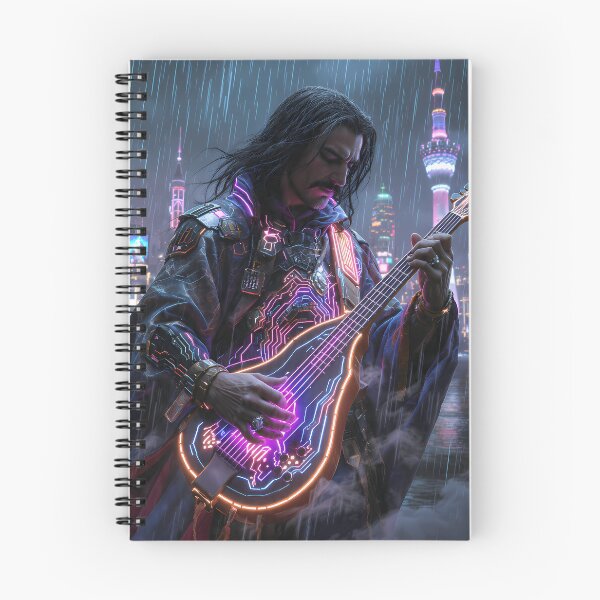 Item preview, Cyberpunk Anatolian Rock Musician - Neon Saz Edition designed and sold by etuvibes.