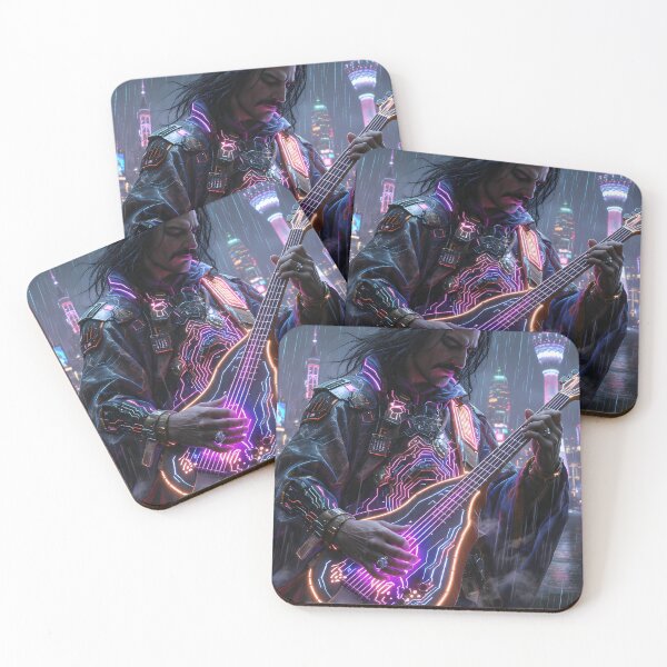 Item preview, Cyberpunk Anatolian Rock Musician - Neon Saz Edition designed and sold by etuvibes.