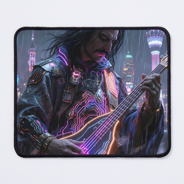 Item preview, Cyberpunk Anatolian Rock Musician - Neon Saz Edition designed and sold by etuvibes.