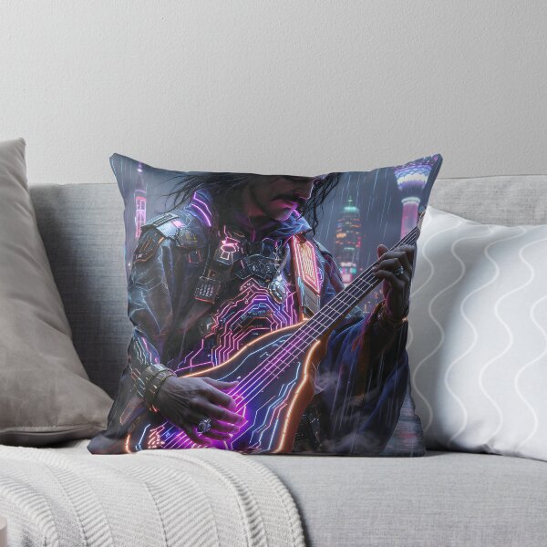 Item preview, Cyberpunk Anatolian Rock Musician - Neon Saz Edition designed and sold by etuvibes.