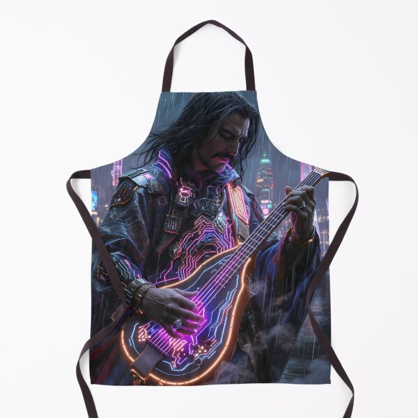 Item preview, Cyberpunk Anatolian Rock Musician - Neon Saz Edition designed and sold by etuvibes.
