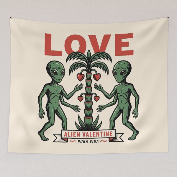 Item preview, Alien Valentine Love Pura Vida Heart Palm Tree designed and sold by zzz888.
