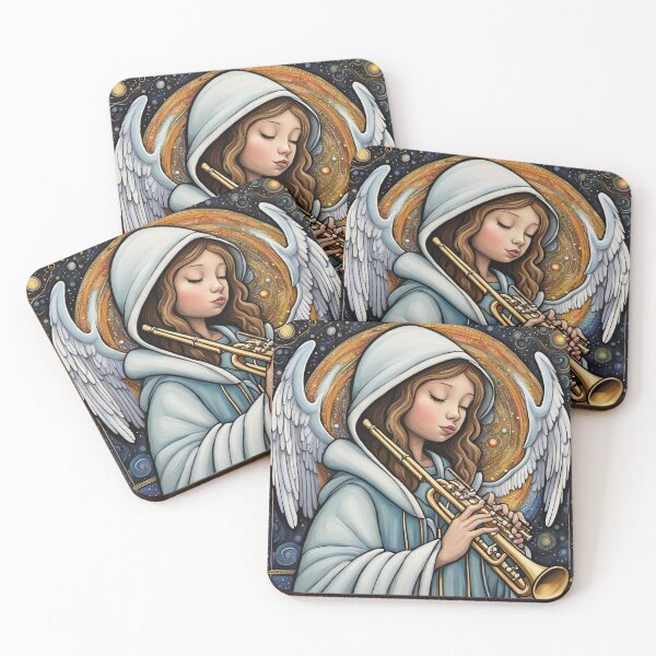 Item preview, Angel with wings wearing a hoodie Playing a Flute designed and sold by Colin Bentham.