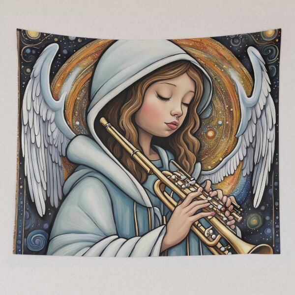 Item preview, Angel with wings wearing a hoodie Playing a Flute designed and sold by Colin Bentham.