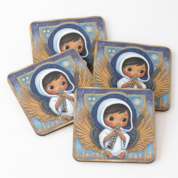 Item preview, Angel with wings wearing a hoodie Playing a Flute designed and sold by Colin Bentham.
