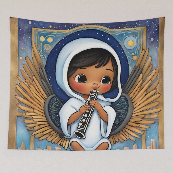 Item preview, Angel with wings wearing a hoodie Playing a Flute designed and sold by Colin Bentham.