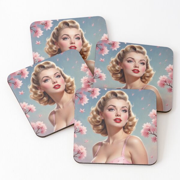 Item preview, Vintage 1950s Pin-Up Girl | Victory Rolls & Cherry Blossom Petals designed and sold by MissSaylor.
