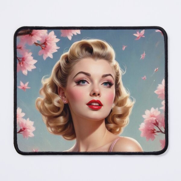 Item preview, Vintage 1950s Pin-Up Girl | Victory Rolls & Cherry Blossom Petals designed and sold by MissSaylor.