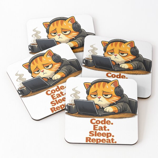 Item preview, Software Developer Cat – Code Eat Sleep Repeat designed and sold by yaalow.