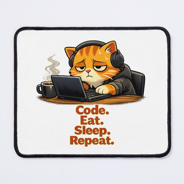 Item preview, Software Developer Cat – Code Eat Sleep Repeat designed and sold by yaalow.