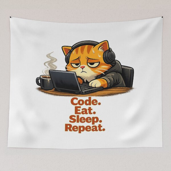 Item preview, Software Developer Cat – Code Eat Sleep Repeat designed and sold by yaalow.