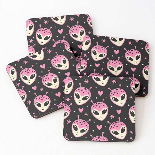 Item preview, Cute Pink Alien Heads and Hearts Pattern designed and sold by zzz888.