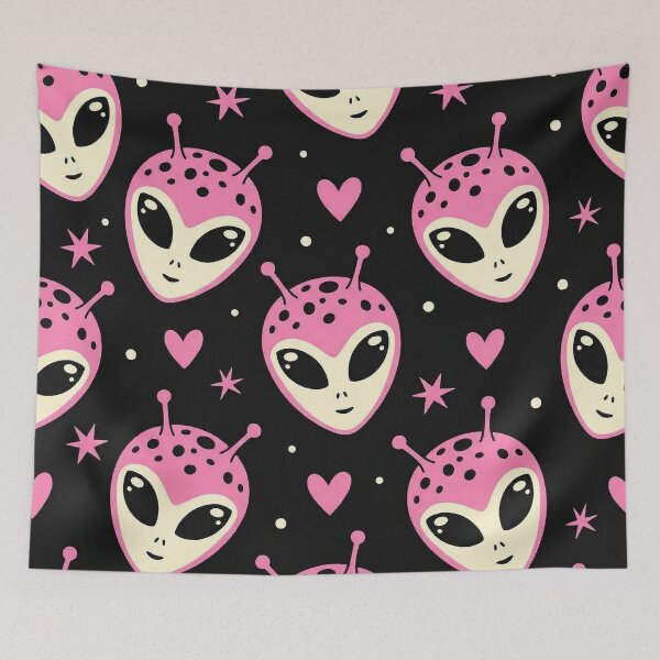 Item preview, Cute Pink Alien Heads and Hearts Pattern designed and sold by zzz888.