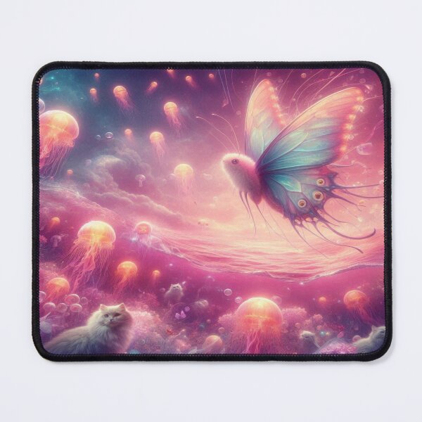 Item preview, Underwater world with butterfly fish, glowing jellyfish, and two dreaming cats on coral. designed and sold by FotoworldEdel.