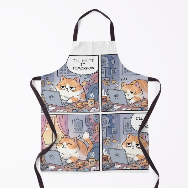Item preview, Funny Procrastinating Cat Comic - I'll Do It Tomorrow designed and sold by LowBattery Social Club.