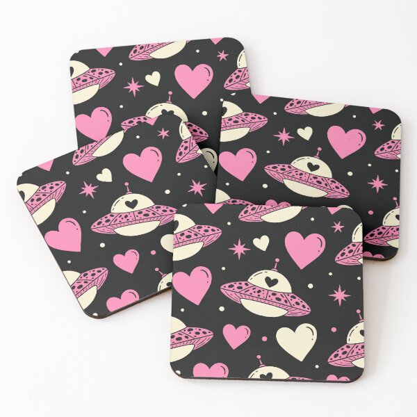 Item preview, Kawaii Pink UFOs and Hearts Cosmic Pattern designed and sold by zzz888.