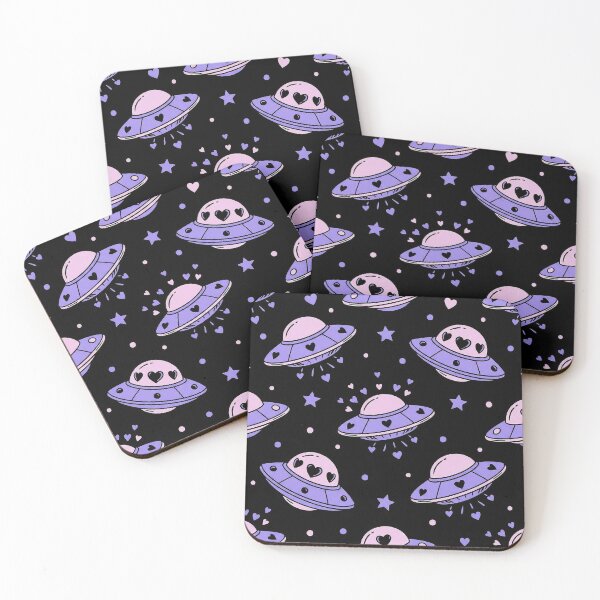 Item preview, Kawaii Purple UFO Hearts Cosmic Pattern designed and sold by zzz888.