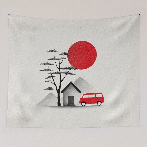 Item preview, Rising Sun House With Red Van designed and sold by bubblegoth.