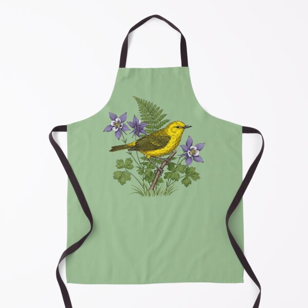 Item preview, Vintage Yellow Warbler Woodland Ferns designed and sold by BirdsnStuff.