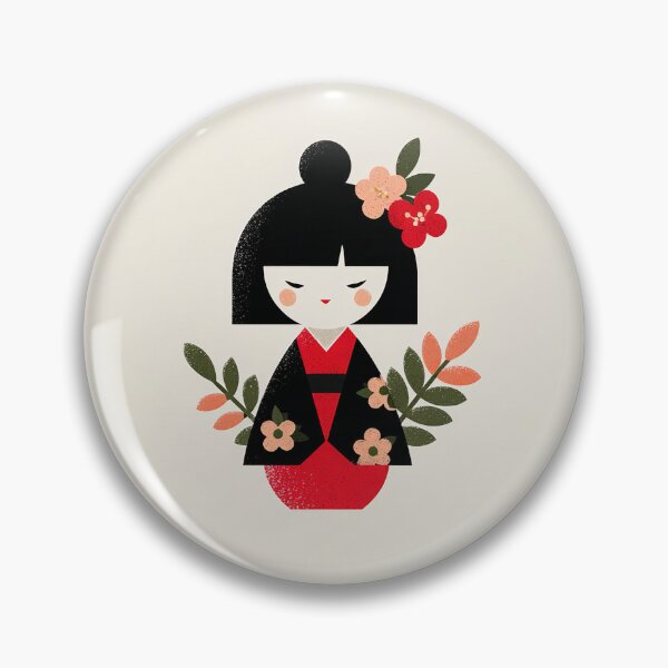 Item preview, Kokeshi Kimono Girl With Flowers designed and sold by bubblegoth.
