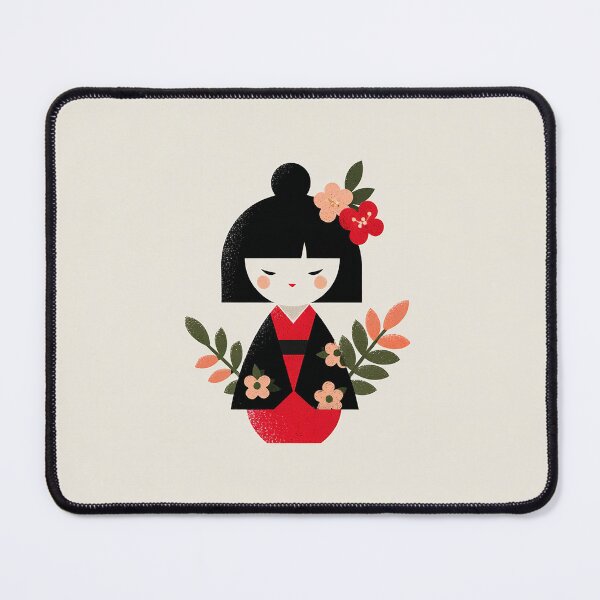 Item preview, Kokeshi Kimono Girl With Flowers designed and sold by bubblegoth.