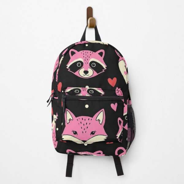 Item preview, Kawaii Pink Woodland Animals Black Pattern designed and sold by zzz888.
