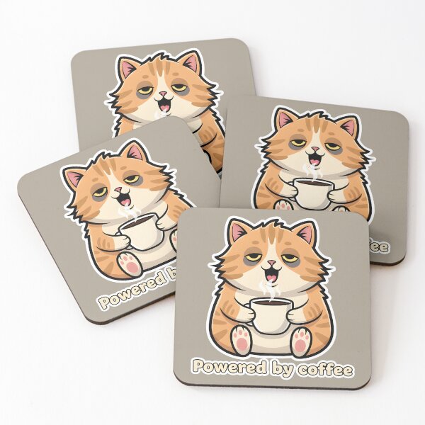 Item preview, Powered by Coffee Cat - Tired Morning Grump | Funny Coffee Design designed and sold by Fuechse.