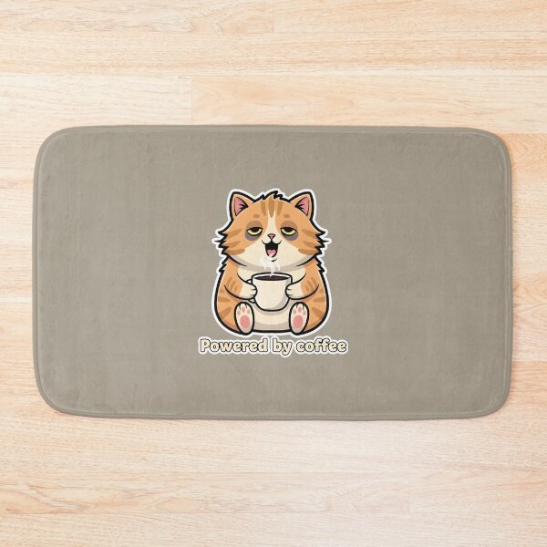 Item preview, Powered by Coffee Cat - Tired Morning Grump | Funny Coffee Design designed and sold by Fuechse.