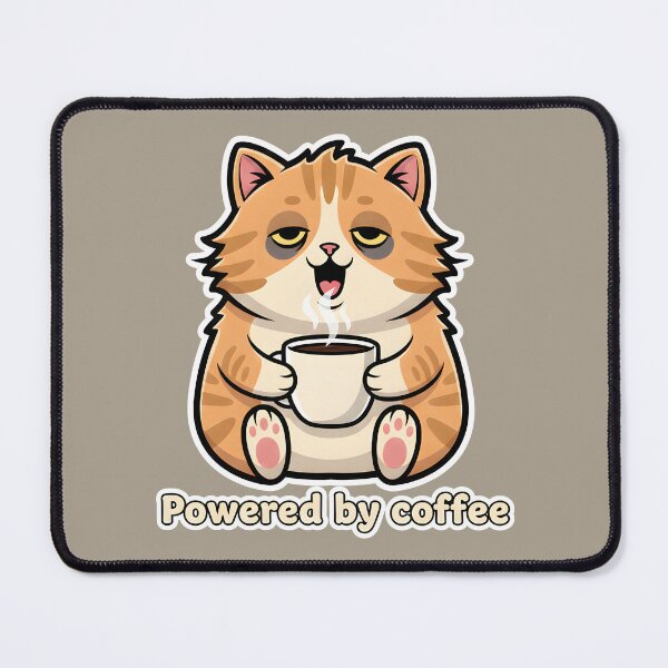 Item preview, Powered by Coffee Cat - Tired Morning Grump | Funny Coffee Design designed and sold by Fuechse.