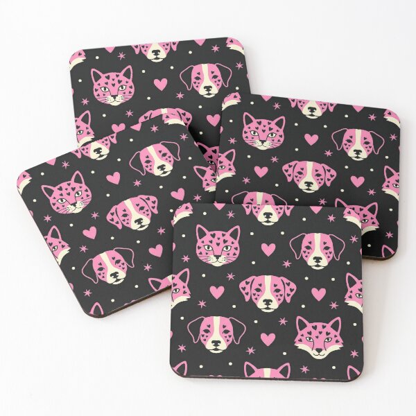 Item preview, Kawaii Pink Dog and Cat Hearts Pattern designed and sold by zzz888.