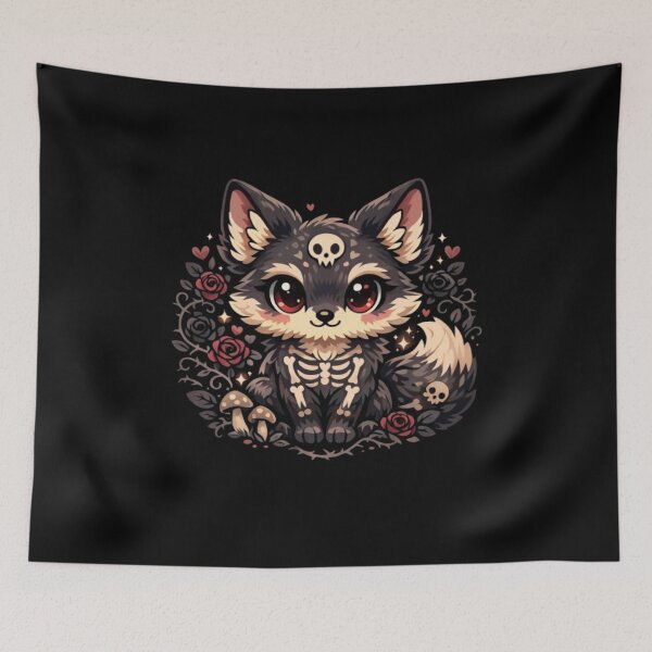 Item preview, Cute Gothic Fox – Kawaii Dark Fantasy Art designed and sold by CutePearlStudio.