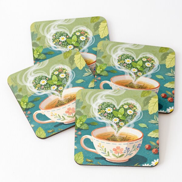 Item preview, Herbal Tea Magic - Heart Steam Botanical Art designed and sold by HappySproutArt.